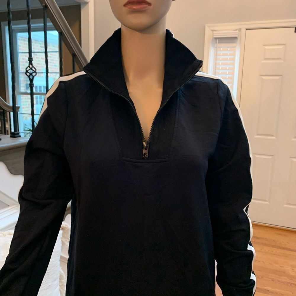 Athleta Black Zip Neck Stretch Sport Dress sz XS